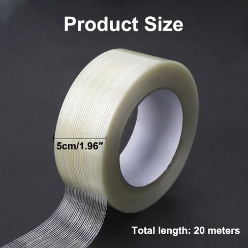 Fiberglass Tape, 1.97 Inch x 21.87 Yards, Heavy Duty Transparent Reinforced Fiberglass Tape for Packing and Shipping in Saudi Arabia