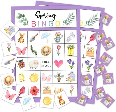 Spring Party Bingo Game Cards, Animal Bingo for Adults Large Group, Outdoor Hike Camping Party Game Activity for Family Friend Holiday Adult 24 Players in Kuwait
