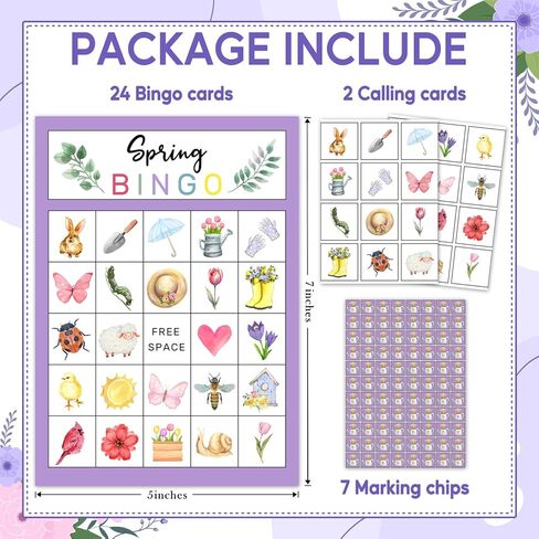 Spring Party Bingo Game Cards, Animal Bingo for Adults Large Group, Outdoor Hike Camping Party Game Activity for Family Friend Holiday Adult 24 Players in Kuwait