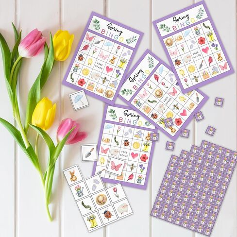 Spring Party Bingo Game Cards, Animal Bingo for Adults Large Group, Outdoor Hike Camping Party Game Activity for Family Friend Holiday Adult 24 Players in Kuwait