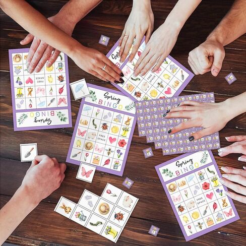 Spring Party Bingo Game Cards, Animal Bingo for Adults Large Group, Outdoor Hike Camping Party Game Activity for Family Friend Holiday Adult 24 Players in Kuwait
