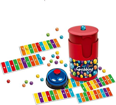 لعبة الإمساك بالخرز السريع من CRIVERY، مجموعة ألعاب بينجو مطابقة الألوان مع 90 خرزة و6 بطاقات رموز، 1 جرس وعلبة خرز، تدريب على التنسيق بين اليد والعين للحفلات الجماعية والأسرة 2-4 لاعبين in Kuwait