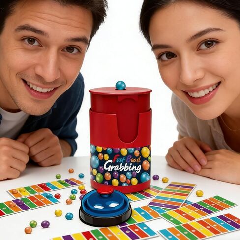 لعبة الإمساك بالخرز السريع من CRIVERY، مجموعة ألعاب بينجو مطابقة الألوان مع 90 خرزة و6 بطاقات رموز، 1 جرس وعلبة خرز، تدريب على التنسيق بين اليد والعين للحفلات الجماعية والأسرة 2-4 لاعبين in Kuwait