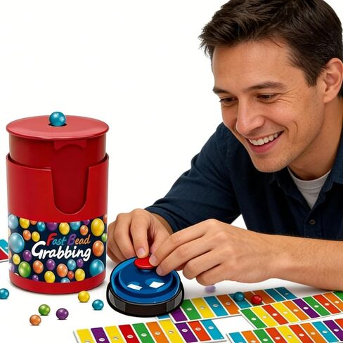 لعبة الإمساك بالخرز السريع من CRIVERY، مجموعة ألعاب بينجو مطابقة الألوان مع 90 خرزة و6 بطاقات رموز، 1 جرس وعلبة خرز، تدريب على التنسيق بين اليد والعين للحفلات الجماعية والأسرة 2-4 لاعبين in Kuwait