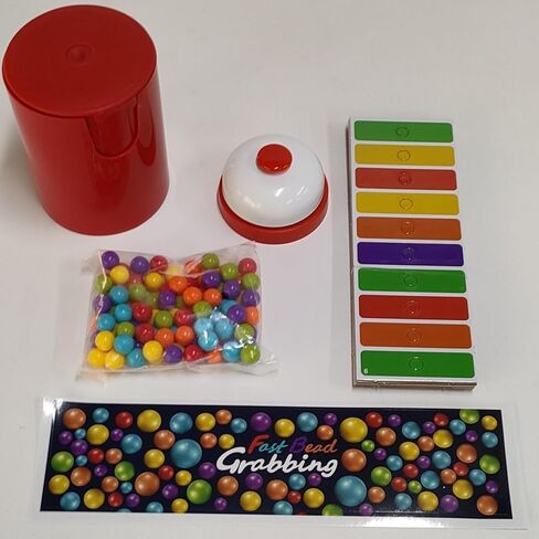 لعبة الإمساك بالخرز السريع من CRIVERY، مجموعة ألعاب بينجو مطابقة الألوان مع 90 خرزة و6 بطاقات رموز، 1 جرس وعلبة خرز، تدريب على التنسيق بين اليد والعين للحفلات الجماعية والأسرة 2-4 لاعبين in Kuwait