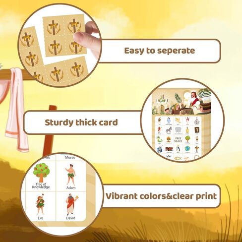 Bible Bingo Game, 38pcs Biblical Party Favors Set Including Bible School Bingo Cards for Religious Party Decorations Biblical Party Decorations in Saudi Arabia