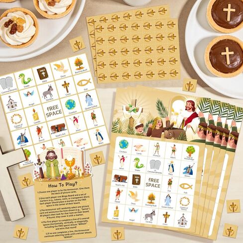 Bible Bingo Game, 38pcs Biblical Party Favors Set Including Bible School Bingo Cards for Religious Party Decorations Biblical Party Decorations in Saudi Arabia