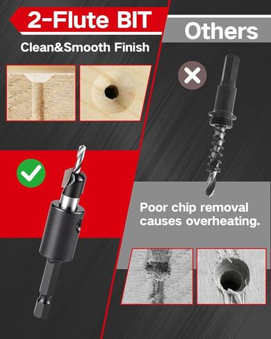 مجموعة لقم الثقب الغاطسة 9 قطع، 5 قطع لقم الثقب المدبب من سبائك TCT وطوق إيقاف العمق قابل للتعديل، لقمة غاطسة خشبية مع مفتاح ربط لأعمال النجارة 82 درجة، والخشب الرقائقي وMDF DIY in Kuwait