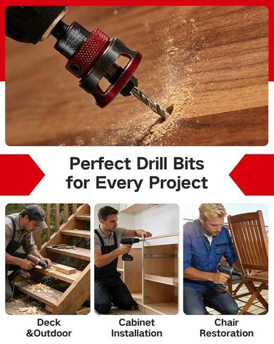 مجموعة لقم الثقب الغاطسة 9 قطع، 5 قطع لقم الثقب المدبب من سبائك TCT وطوق إيقاف العمق قابل للتعديل، لقمة غاطسة خشبية مع مفتاح ربط لأعمال النجارة 82 درجة، والخشب الرقائقي وMDF DIY in Kuwait