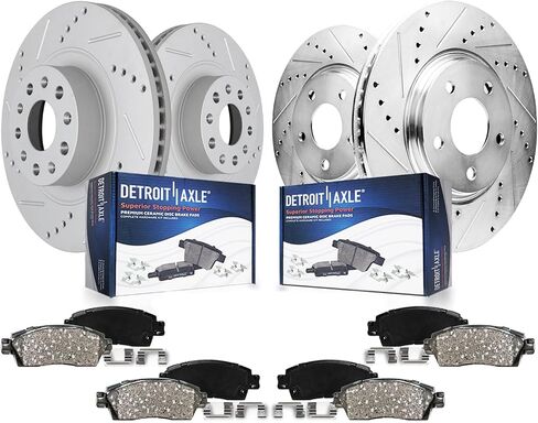 Detroit Axle - Brake Kit for V6 2010-2015 Chevrolet Camaro LS & LT Front & Rear Drilled & Slotted Disc Brake Rotors Ceramic Brakes Pads 2011 2012 2013 2014 Replacement: 12.64" inch Rotor in Saudi Arabia