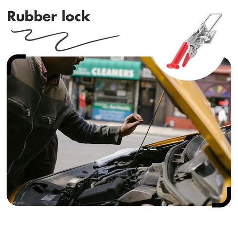 Shock-Proof Rubber T-Handle Draw Latch with Elastic Hood Catch for Car Engine Cover, Stainless Steel Toolbox Lock Compatible with Vehicle Hoods and Toolboxes in Saudi Arabia