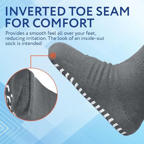 IMPRESA Super Wide Grip Socks for Men and Women– Extra Wide Non-Slip Diabetic Socks for Swollen Feet & Ankles - Big & Tall Edema Socks with Grippers - Soft, Stretchy Fit for Wide Calves - 2 Pack Gray in Saudi Arabia