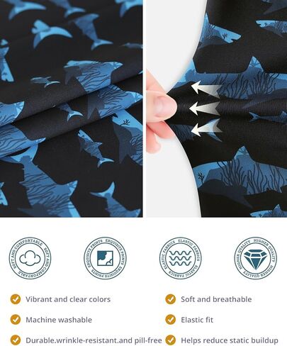 Tie-Back Scrub Cap with Button and Sweatband Modern Classic, Black Shark Print Double-Sided Adjustable Medical Hat for Men, Soft Comfortable, No-Slip for Long-Hour Wear in Saudi Arabia