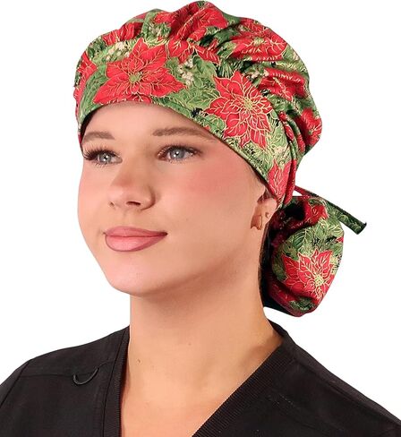Sparkling EARTH Banded Bouffant Ponytail Surgical Scrub Working Cap and Built-in Sweatband - 100% Cotton - Made in The USA! in Kuwait