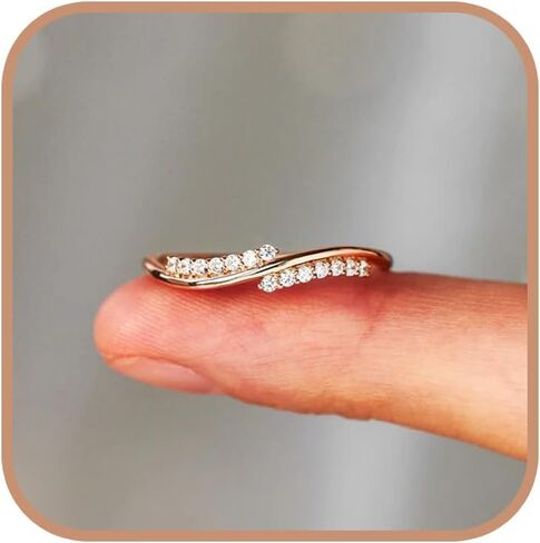 925 Sterling Silver Wave Rings for Women Cubic Zirconia Rings Trendy Inspirational Self Reminder Rings Jewelry Birthday Gifts Christmas Gifts for Mom Daughter Sister Wife in Kuwait