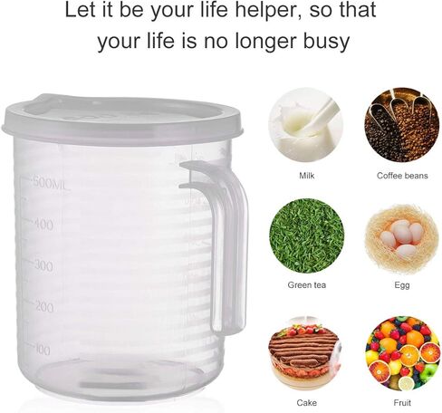 16.9oz/500ml Measure Pitcher, Measuring Bowl with Handle and Lid, Kitchen Specimen Spout Lab Pitchers for Home Baked Suitable Oil Liquid Measuring Cups in Saudi Arabia