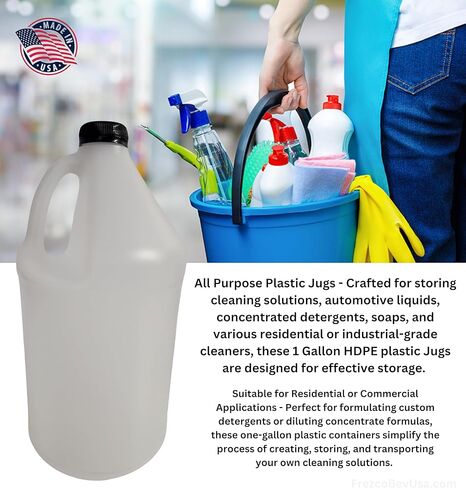 1-Gallon Plastic Jug Reusable (8 Pack Deal) Food-Safe, BPA Free | Heavy-Duty HDPE, With Black Tamper Evident Screw Caps | Food Grade BPA Free in Saudi Arabia