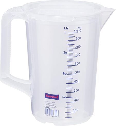 Hünersdorff 3L Measuring Jug with Lid, Shatterproof and Food Grade Polypropylene (PP), Open Handle, 2 Scales, Clear in Saudi Arabia