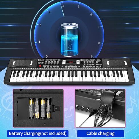 61 Keys Electronic Digital piano, Portable Keyboard Piano with Built-in Speaker and Microphone, Sheet Stand and Power Supply, Keyboard Piano Teaching Gift for Beginners Eelectric in Saudi Arabia