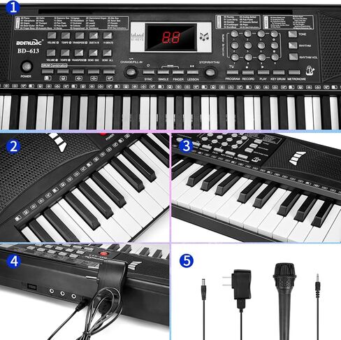 61 Keys Electronic Digital piano, Portable Keyboard Piano with Built-in Speaker and Microphone, Sheet Stand and Power Supply, Keyboard Piano Teaching Gift for Beginners Eelectric in Saudi Arabia