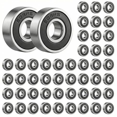 50 Pcs 608-2RS Ball Bearings - High Speed Skateboard Wheel Bearings, Pre-Lubricated & Double Rubber Sealed Miniature Bearings (8x22x7mm) for Skateboards, Scooters, Inline Skates, Longboards in Saudi Arabia
