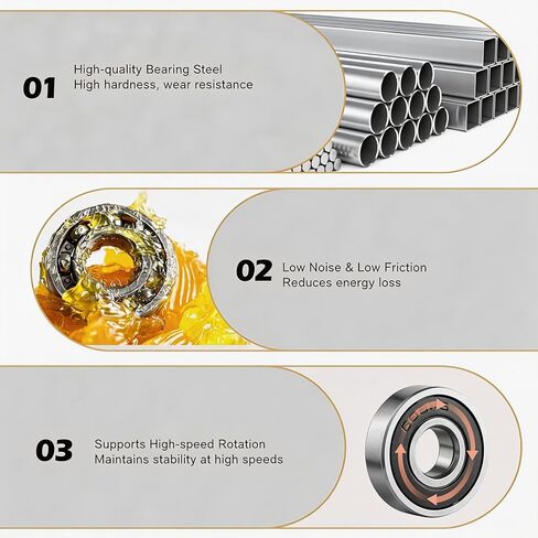 50 Pcs 608-2RS Ball Bearings - High Speed Skateboard Wheel Bearings, Pre-Lubricated & Double Rubber Sealed Miniature Bearings (8x22x7mm) for Skateboards, Scooters, Inline Skates, Longboards in Saudi Arabia