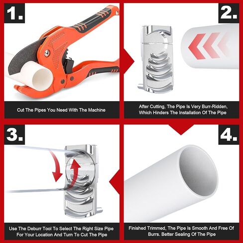 أداة إزالة الأزيز للأنابيب البلاستيكية، أدوات السباكة، أداة إزالة الأزيز البلاستيكية الاحترافية، لحرق الأنابيب بستة أحجام من الأنابيب من 1-1/4 إلى 4 بوصة، أداة الشطب البلاستيكية تترك حواف الأنابيب ناعمة. in Kuwait