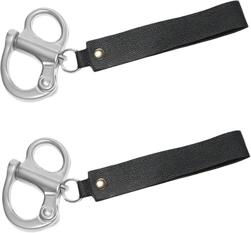 2-Pack Silver Quick Release Shackle Compatible with SCBA Mask, Firefighter Accessories, Stainless Steel Quick Release Clip with Leather Handle, Firefighter Gear Accessories in Kuwait