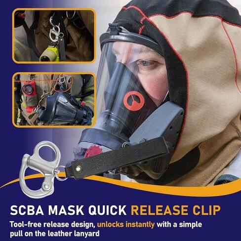 2-Pack Silver Quick Release Shackle Compatible with SCBA Mask, Firefighter Accessories, Stainless Steel Quick Release Clip with Leather Handle, Firefighter Gear Accessories in Kuwait