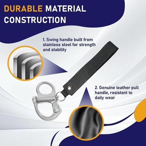 2-Pack Silver Quick Release Shackle Compatible with SCBA Mask, Firefighter Accessories, Stainless Steel Quick Release Clip with Leather Handle, Firefighter Gear Accessories in Kuwait