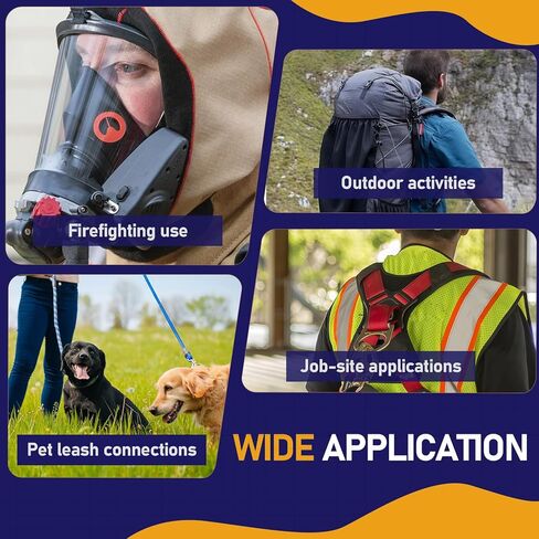 2-Pack Silver Quick Release Shackle Compatible with SCBA Mask, Firefighter Accessories, Stainless Steel Quick Release Clip with Leather Handle, Firefighter Gear Accessories in Kuwait