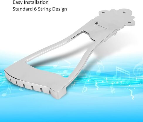 Guitar Tailpiece Bridge, 6 String Trapeze Tailpiece Metal Accessory Replacement Part, Durable Metal Construction Easy Installation, for Electric Acoustic Guitars (Silver) in Saudi Arabia