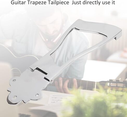 Guitar Tailpiece Bridge, 6 String Trapeze Tailpiece Metal Accessory Replacement Part, Durable Metal Construction Easy Installation, for Electric Acoustic Guitars (Silver) in Saudi Arabia