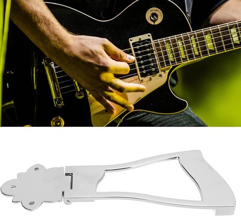 Guitar Tailpiece Bridge, 6 String Trapeze Tailpiece Metal Accessory Replacement Part, Durable Metal Construction Easy Installation, for Electric Acoustic Guitars (Silver) in Saudi Arabia