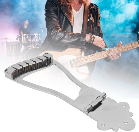 Guitar Tailpiece Bridge, 6 String Trapeze Tailpiece Metal Accessory Replacement Part, Durable Metal Construction Easy Installation, for Electric Acoustic Guitars (Silver) in Saudi Arabia