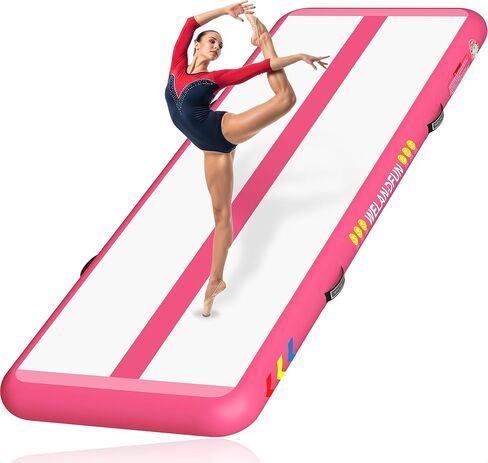بساط المسار الهوائي للجمباز | سجادة هوائية 4/6 / 8 بوصة، 6.56/10 / 13 / 16 قدم سجادة جمباز قابلة للنفخ للاستخدام المنزلي والتدريب والتشجيع واليوجا المائية مع مضخة هواء كهربائية in Kuwait