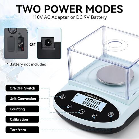 مقياس رقمي للمختبر 500 جرام × 0.001 جرام مقياس ميزان تحليلي 0.001 جرام دقة مقياس الوزن العلمي مع الزجاج الأمامي لكيمياء المجوهرات المختبرية in Kuwait