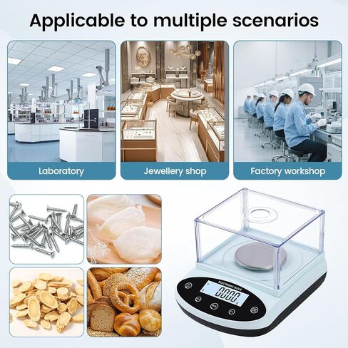 مقياس رقمي للمختبر 500 جرام × 0.001 جرام مقياس ميزان تحليلي 0.001 جرام دقة مقياس الوزن العلمي مع الزجاج الأمامي لكيمياء المجوهرات المختبرية in Kuwait