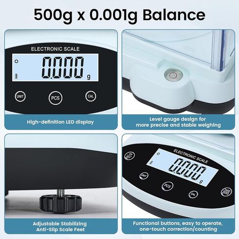 مقياس رقمي للمختبر 500 جرام × 0.001 جرام مقياس ميزان تحليلي 0.001 جرام دقة مقياس الوزن العلمي مع الزجاج الأمامي لكيمياء المجوهرات المختبرية in Kuwait