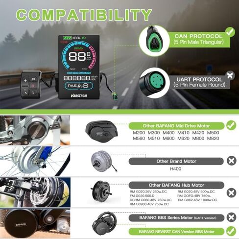 شاشة E-Bike Display-VD618 شاشة LCD ملونة مقاس 3.5 بوصة، مقاومة للماء IP66، إضاءة خلفية أوتوماتيكية ومصباح أمامي، عداد سرعة الدراجة الإلكترونية وكمبيوتر مع منفذ شاحن من النوع C لمحرك متوسط ​​السرعة ببروتوكول Bafang 36-72V in Saudi Arabia