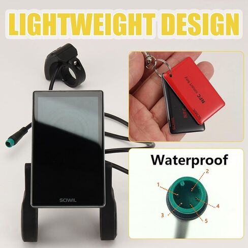 عداد سرعة ركوب الدراجات العمودي المضاد للوهج، وظيفة NFC، شاشة LCD، لبروتوكول Ebike-SRM818X رقم 2، 24 فولت - 72 فولت in Kuwait