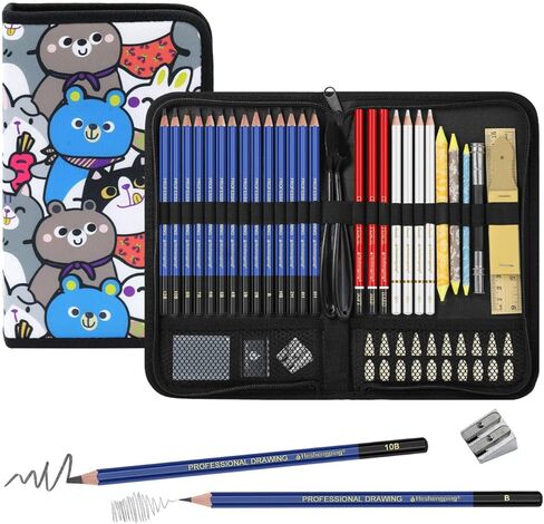 99 PCS Drawing Set, with 50 Page Drawing Pad, Coloring Book,Sketching, Graphite, Charcoal, Coloring Pencils, Blending Tools, Art Supplies Pencil Kit for Artists Adults Beginner Family Friends in Saudi Arabia