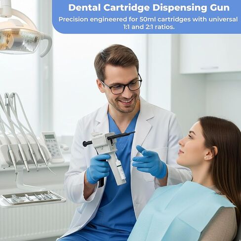 Dental Cartridge Dispensing Gun for 50ml Cartridges, 1:1 & 2:1 Ratio Impression Gun, Autoclavable Dental Adhesive Applicator, Trigger Action Mixing Dispenser for Dental Materials in Kuwait