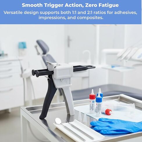 Dental Cartridge Dispensing Gun for 50ml Cartridges, 1:1 & 2:1 Ratio Impression Gun, Autoclavable Dental Adhesive Applicator, Trigger Action Mixing Dispenser for Dental Materials in Kuwait