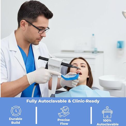 Dental Cartridge Dispensing Gun for 50ml Cartridges, 1:1 & 2:1 Ratio Impression Gun, Autoclavable Dental Adhesive Applicator, Trigger Action Mixing Dispenser for Dental Materials in Kuwait