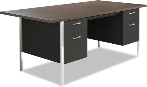 ALERA SD7236BW مكتب فولاذي مزدوج ، 72W × 36D × 29-1/2H ، الجوز/الأسود in Saudi Arabia