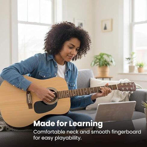 Fender Dreadnought Acoustic Guitar - Natural Bundle with Gig Bag, Tuner, Strap, Picks, and Austin Bazaar Instructional DVD in Saudi Arabia