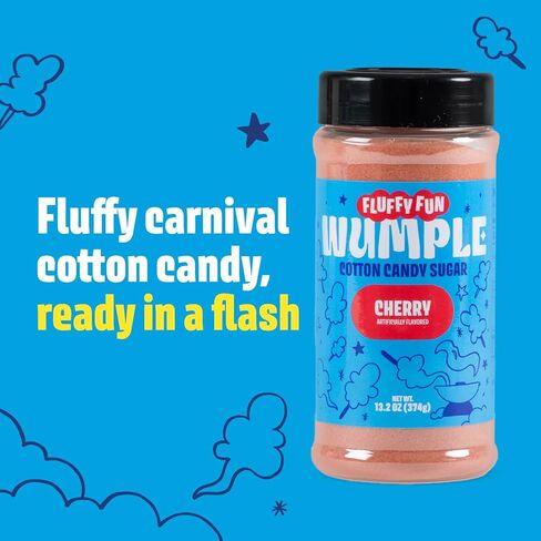 Wumple Red Cotton Candy Sugar - سكر الخيط المنكه لآلات حلوى القطن، مزيج رقيق جاهز للاستخدام - مثالي للحفلات والكرنفالات والمناسبات - عبوة من 1 (الكرز - 13.2 أونصة) in Kuwait