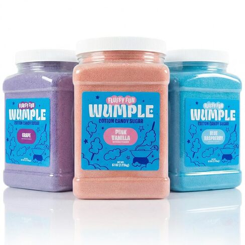 حزمة متنوعة من حلوى القطن المتنوعة من Wumple - مزيج السكر الناعم من الحبوب لآلات حلوى القطن، والحفلات، والكرنفالات والمناسبات - عبوة من 3 قطع (61 أونصة لكل قطعة) in Kuwait