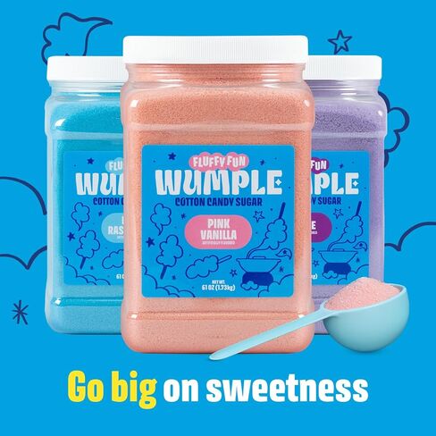 حزمة متنوعة من حلوى القطن المتنوعة من Wumple - مزيج السكر الناعم من الحبوب لآلات حلوى القطن، والحفلات، والكرنفالات والمناسبات - عبوة من 3 قطع (61 أونصة لكل قطعة) in Kuwait